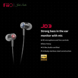 FiiO JadeAudio Kulaklık Kulakiçi PC/Akıllı Telefonlar/Mikrofonlu Güçlü Bas Kayıpsız 1DD JD3 (Gümüş)